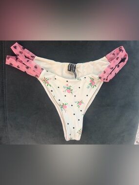 For Love and Lemons White Naomi Twist Bikini Bottoms, SIZE M